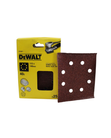 Folha de Lixa Dewalt 115x140mm c/ Furo Gr.40 (25Un.) Folha de Lixa Dewalt 115x140mm c/ Furo Gr.40 (25Un.)