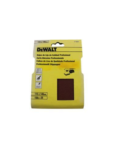 Folha de Lixa Dewalt 115x140mm s/ Furo Gr.150 (25Un.) Folha de Lixa Dewalt 115x140mm s/ Furo Gr.150 (25Un.)