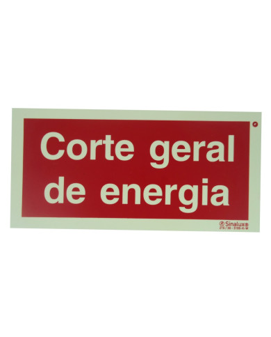 Placa "Corte Geral de Energia" Sinalux - PVC Fotol. 20x10cm Placa "Corte Geral de Energia" Sinalux - PVC Fotol. 20x10cm