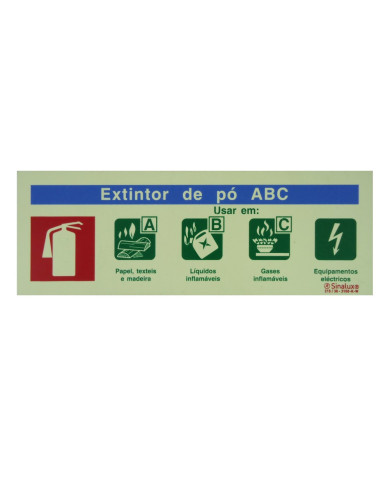 Placa "Extintor de Pó ABC" Sinalux - PVC Fotol. 24x8,5cm Placa "Extintor de Pó ABC" Sinalux - PVC Fotol. 24x8,5cm