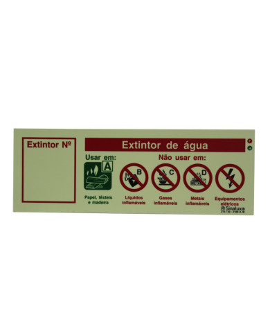 Placa "Extintor de Água" Sinalux - PVC Fotol. Placa "Extintor de Água" Sinalux - PVC Fotol.
