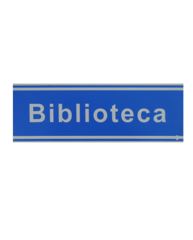 Placa "Biblioteca" Aman - PVC Azul 20x6.5cm Placa "Biblioteca" Aman - PVC Azul 20x6.5cm