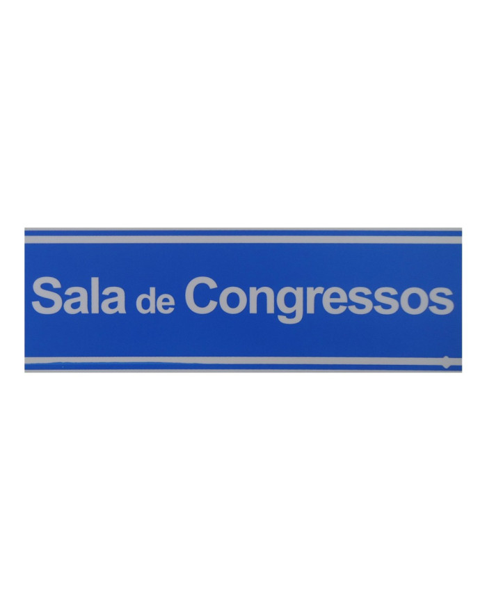 Placa "Sala de Congressos" Aman - PVC Azul 20x6.5cm Placa "Sala de Congressos" Aman - PVC Azul 20x6.5cm